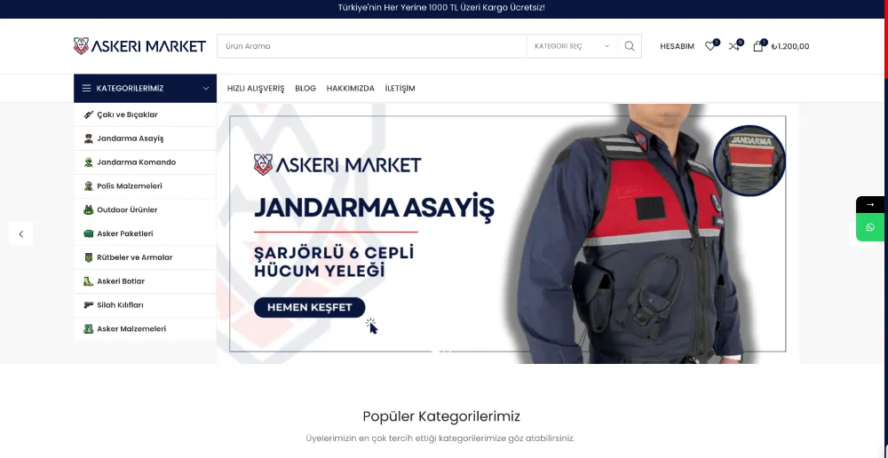 Jandarma Asayiş Hücum Yeleği AskeriMarket.com’da. 