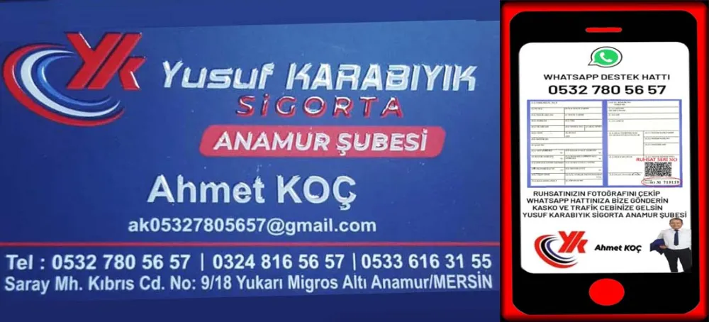 Yusuf Karabıyık Sigorta’dan Anamur’a WhatsApp Üzerinden Anında Kasko ve Trafik Sigortası Hizmeti