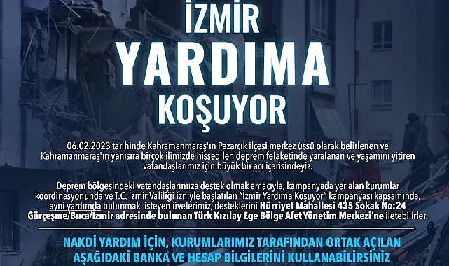 Kurumlar birleşti “İzmir Yardıma Koşuyor" kampanyası başladı